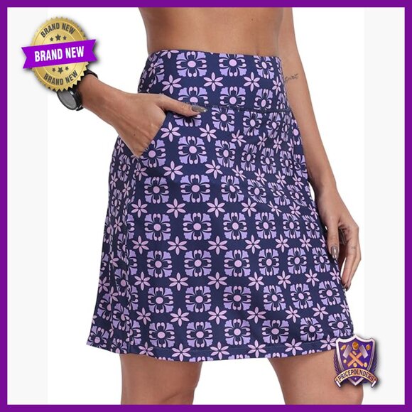 Women's Athletic Skort with 4 Pockets UPF50+ Quick Dry Knee Length